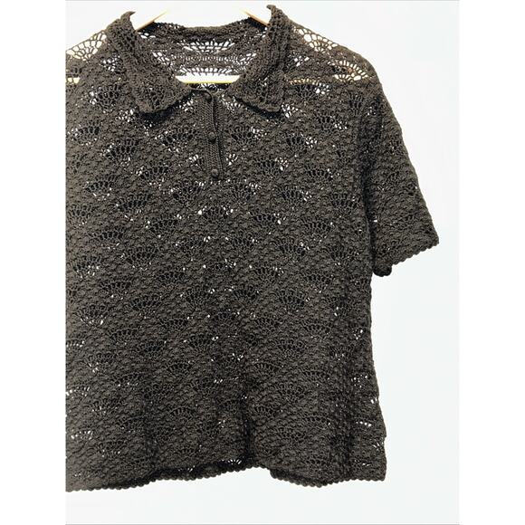 Black Crochet Knit Women's Medium Sweater Witchy Whimsigoth Oversized Goth - Picture 3 of 10